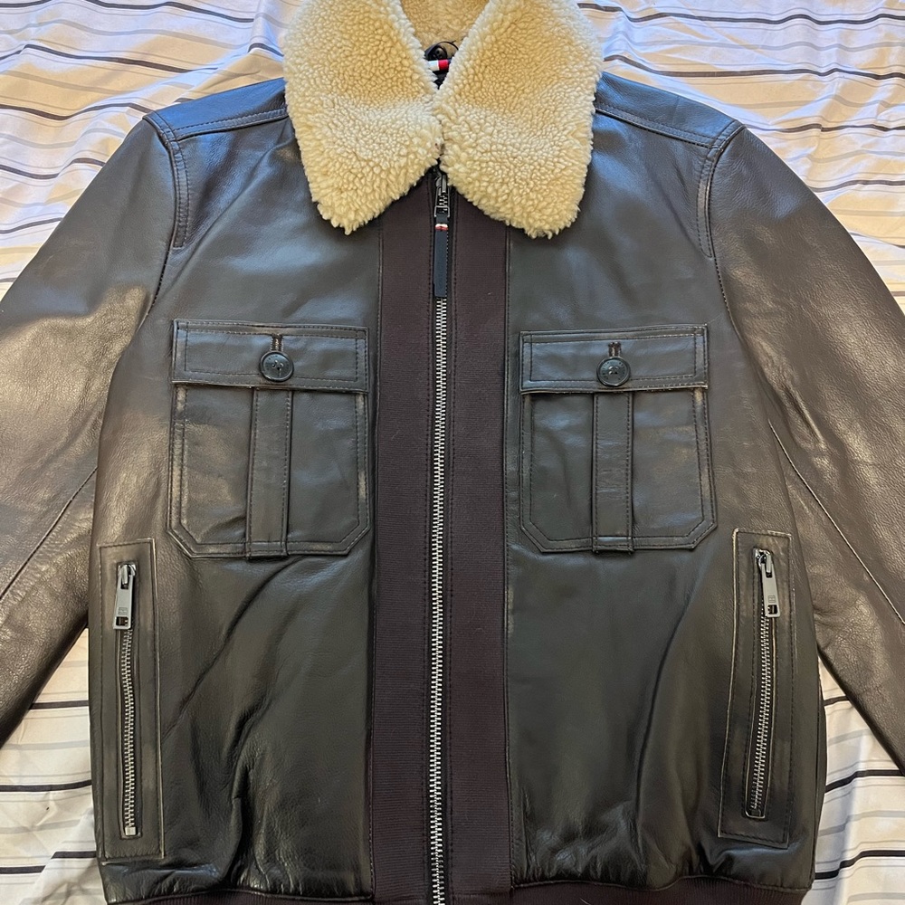 Tommy Hilfiger Tailored Nappa Leather Aviator Jacket - Picture 3 of 9